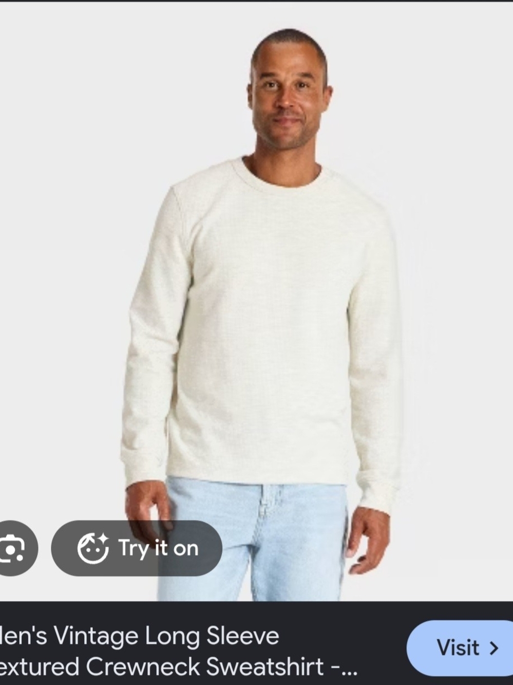 Goodfellow & Co Men's Cream Crewneck Textured Sweater